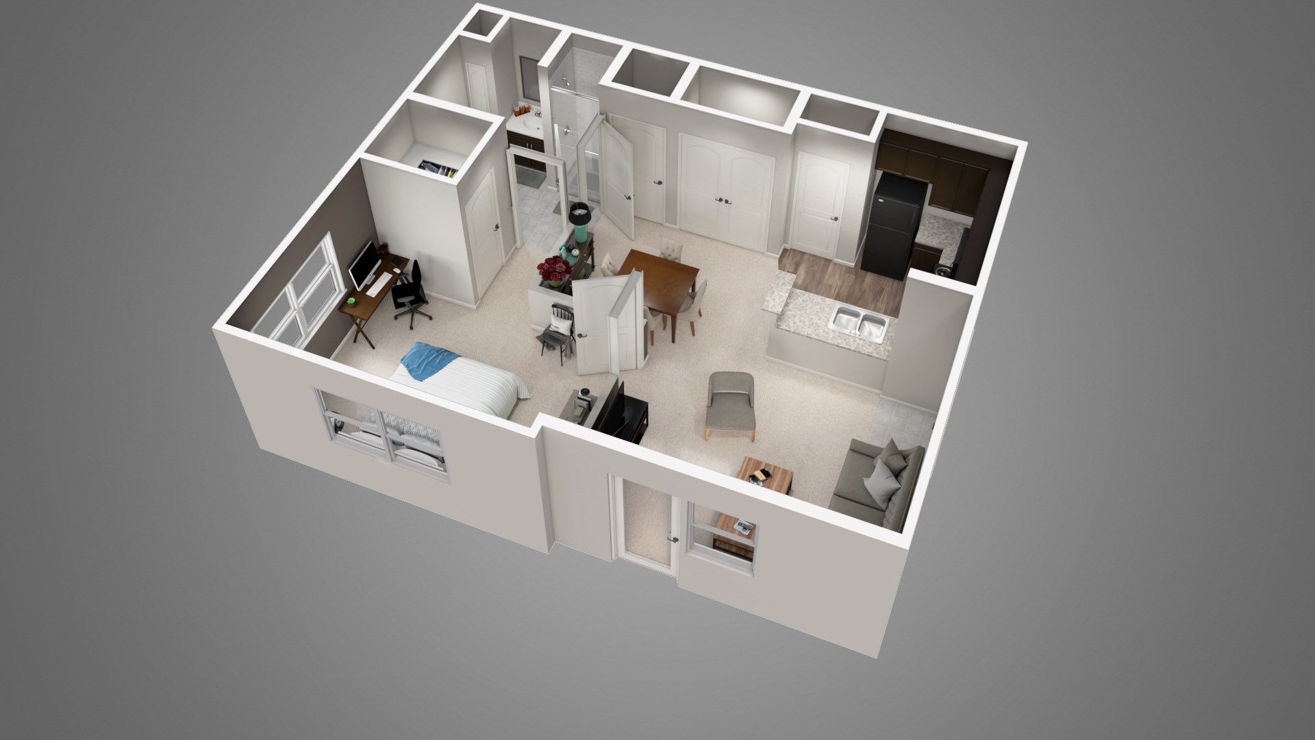 1BD-1BA Floor Plan